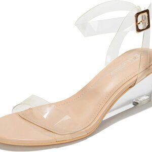 Women's Clear Low Wedge Sandals Polyurethane Rubber Open Toe Ankle Strap